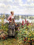 Maria on the Terrace with a Bundle of Grass Daniel Ridgeway Knight